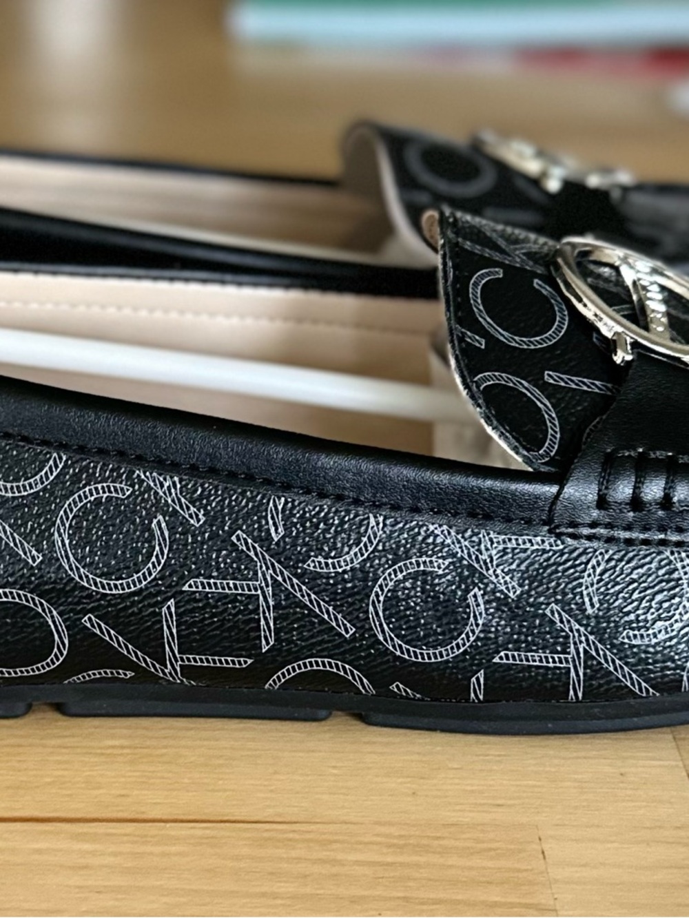 Calvin Klein Black Logo Loafers with Silver-Tone Buckle - Picture 3 of 7